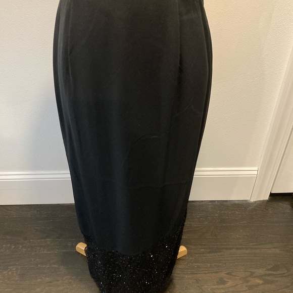 Vintage Bob Mackie Black Long Sequin Skirt size 6 asymmetrical with side slit - Picture 5 of 12